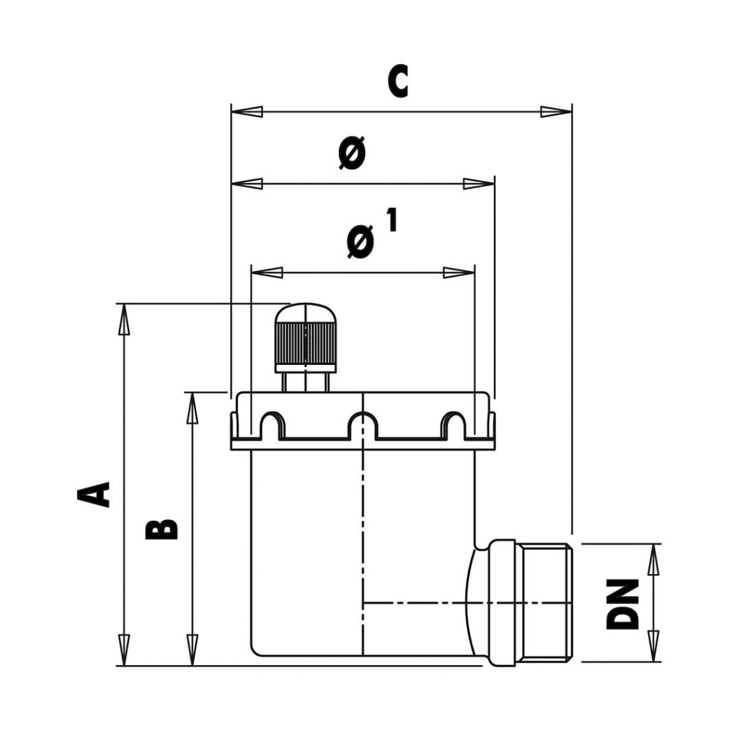 Automatic airvent valve with side connection Unival