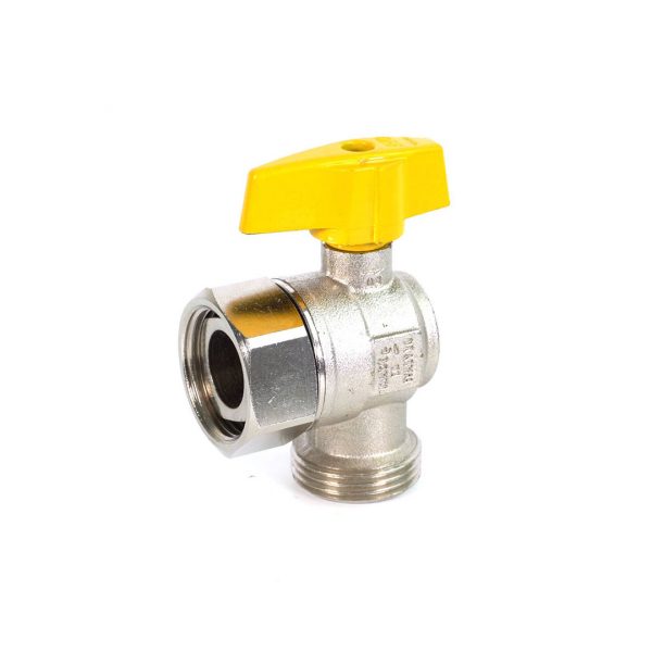 Angle mini ball gas valve with swivel nut