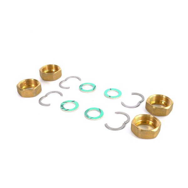 Connection set 4 pcs. with nuts for corrugated pipe and fittings with flat seat