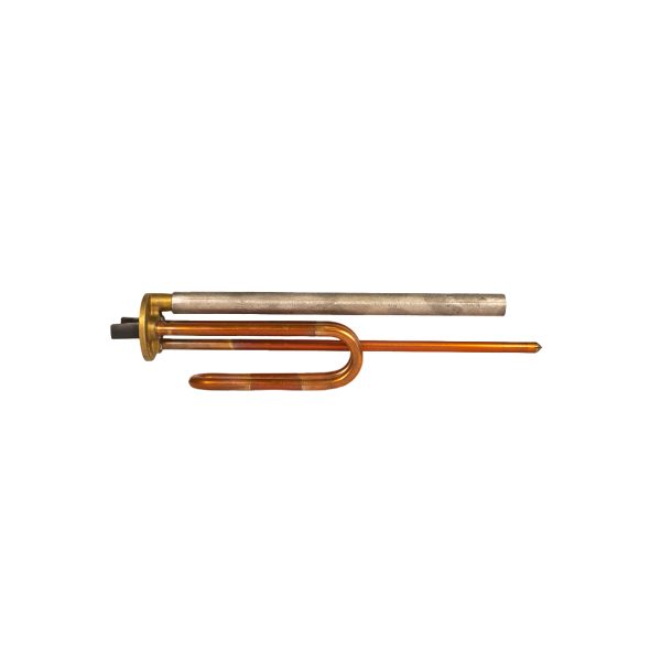 Curved heating element with circular flange ø 48 with assembled anode
