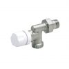 Inversed angle radiator thermostatic valve with protection cap. Euroconus connections for copper, plastic and multilayer pipe