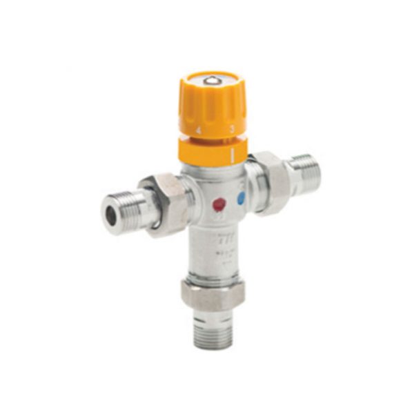 "Unisolar" thermostatic mixing valve with no-return fittings