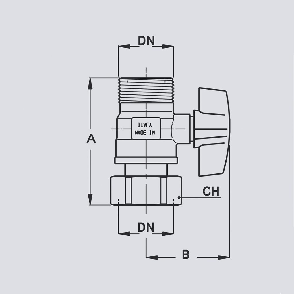 Straight mini ball gas valve, with swivel nut Unival